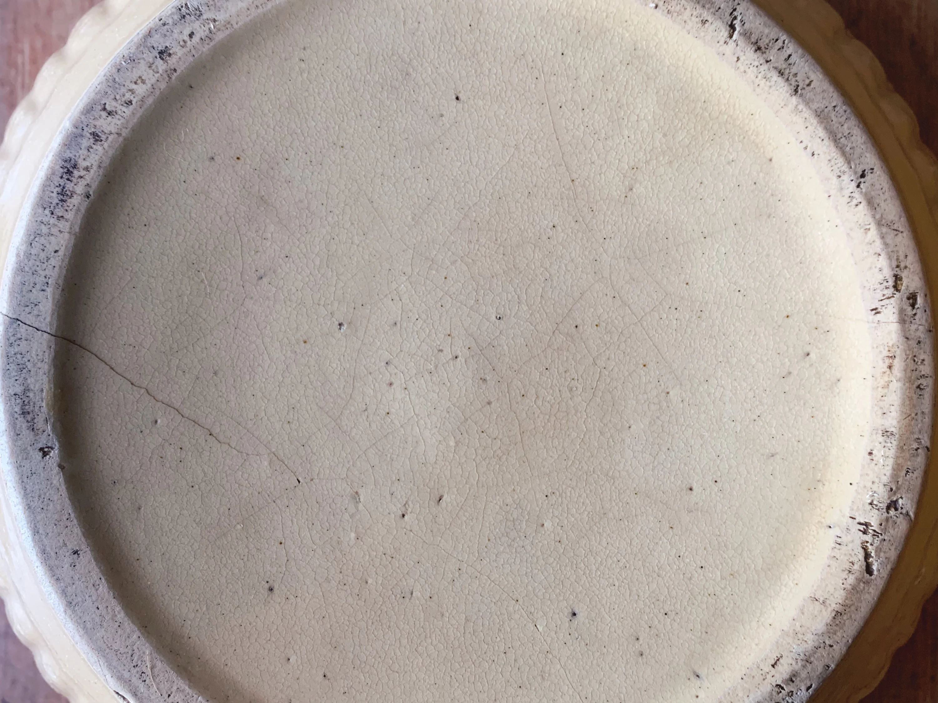 Antique 10" Stoneware Mixing Bowl with Blue and Red Bands | Yellow Ware - Image 10