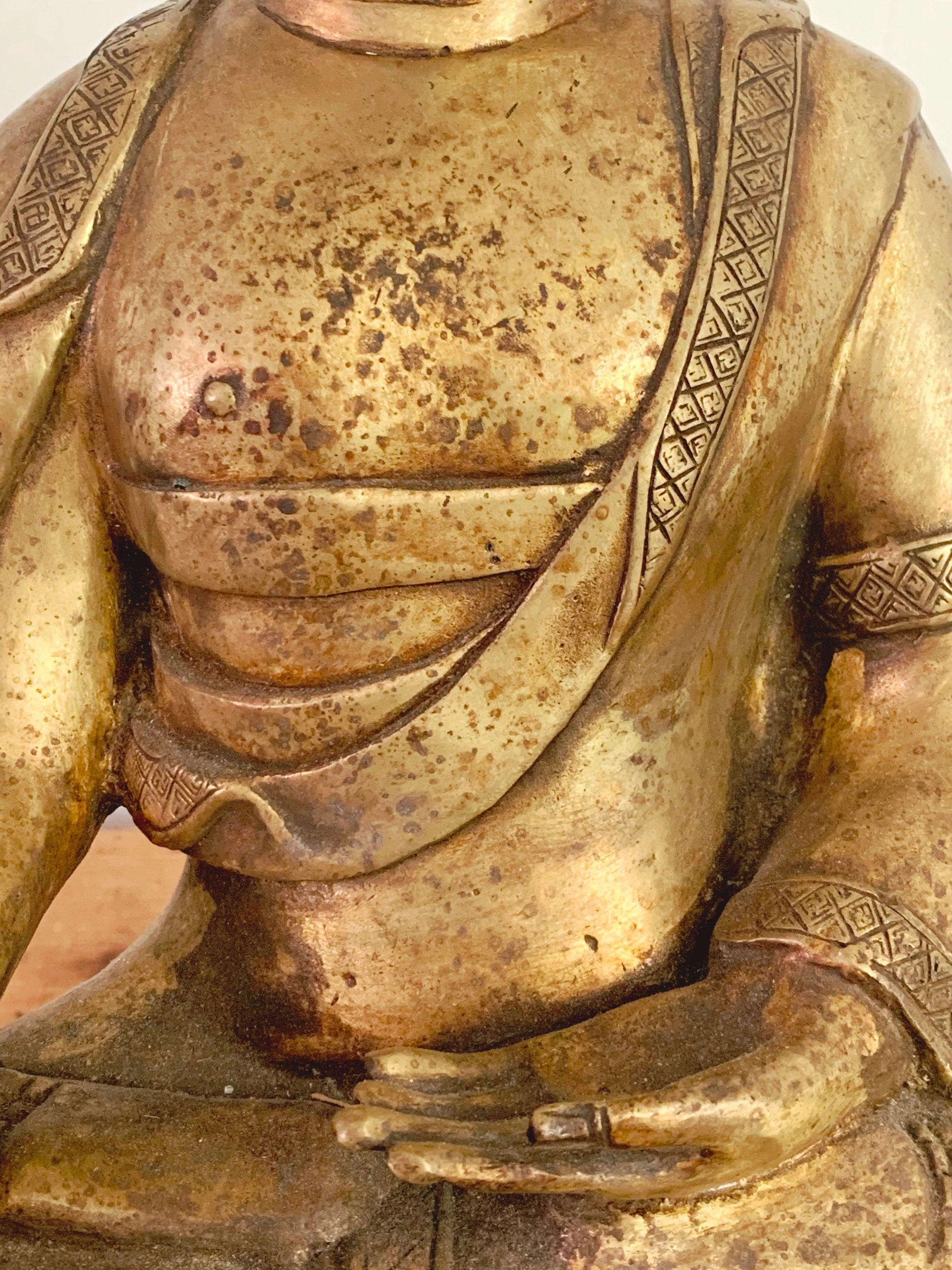 Antique Chinese Brass Buddha Statue Sitting on Lotus Pedestal Seat | Meditation Buddha Asian Home Decor - Image 5