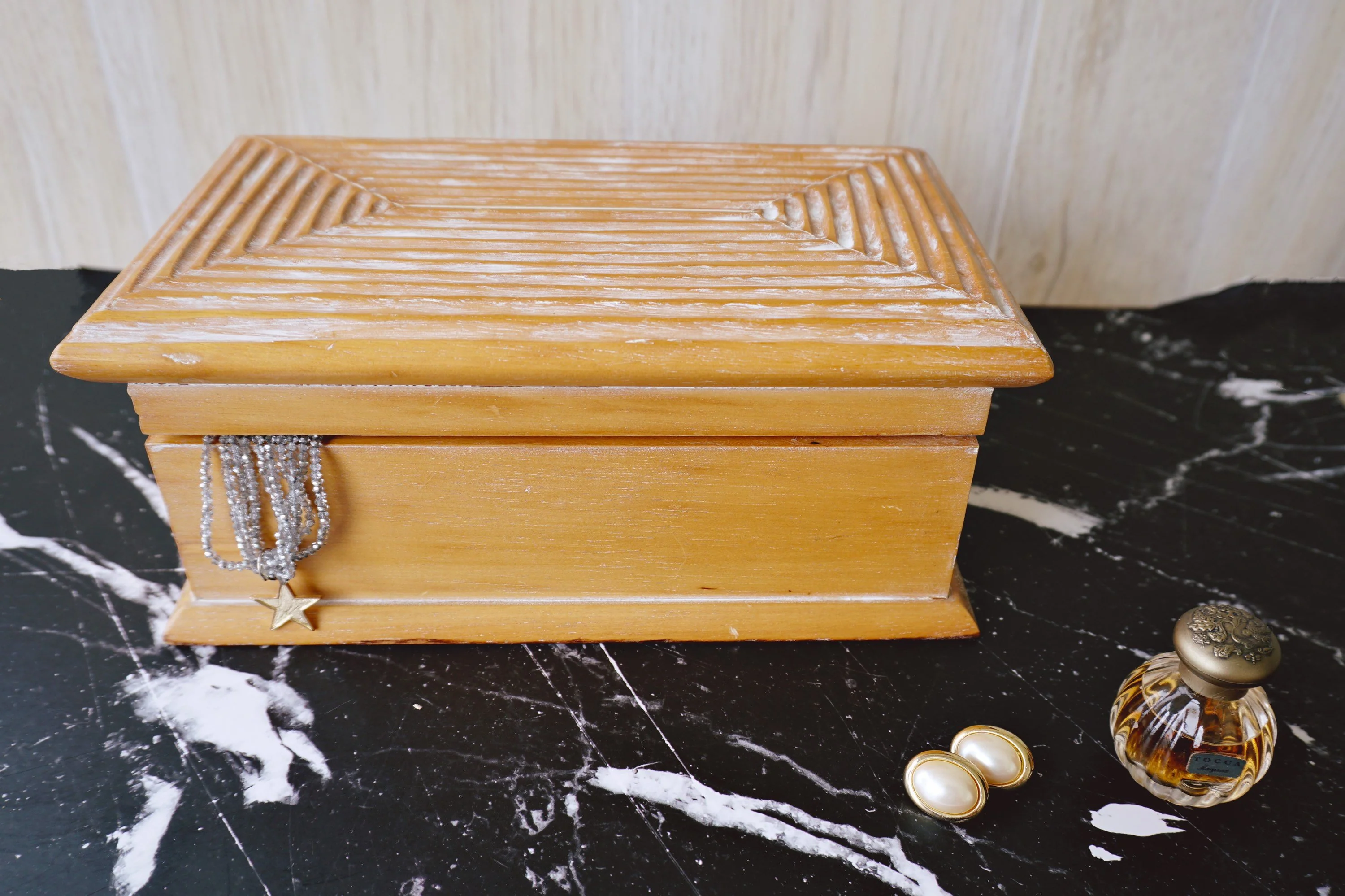 Large Wood Jewelry Box | Wooden Keepsake Box Organizer | Beach House Home Decor - Image 6