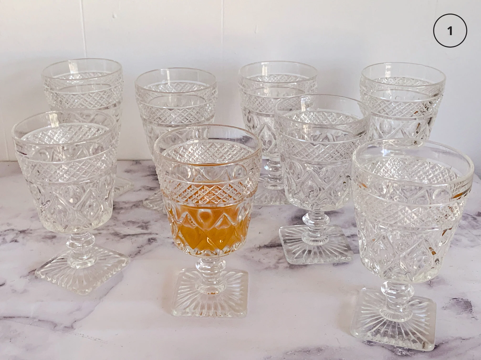 Mix and Match Vintage Pressed Clear Glass Goblets and Tumblers | Mid Century Juice and Water Glasses - Image 3