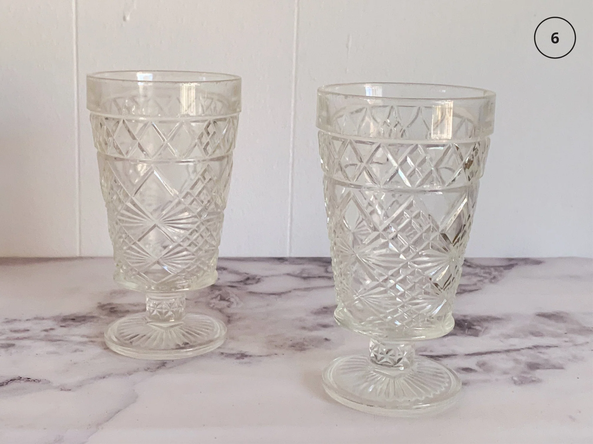 Mix and Match Vintage Pressed Clear Glass Goblets and Tumblers | Mid Century Juice and Water Glasses - Image 8