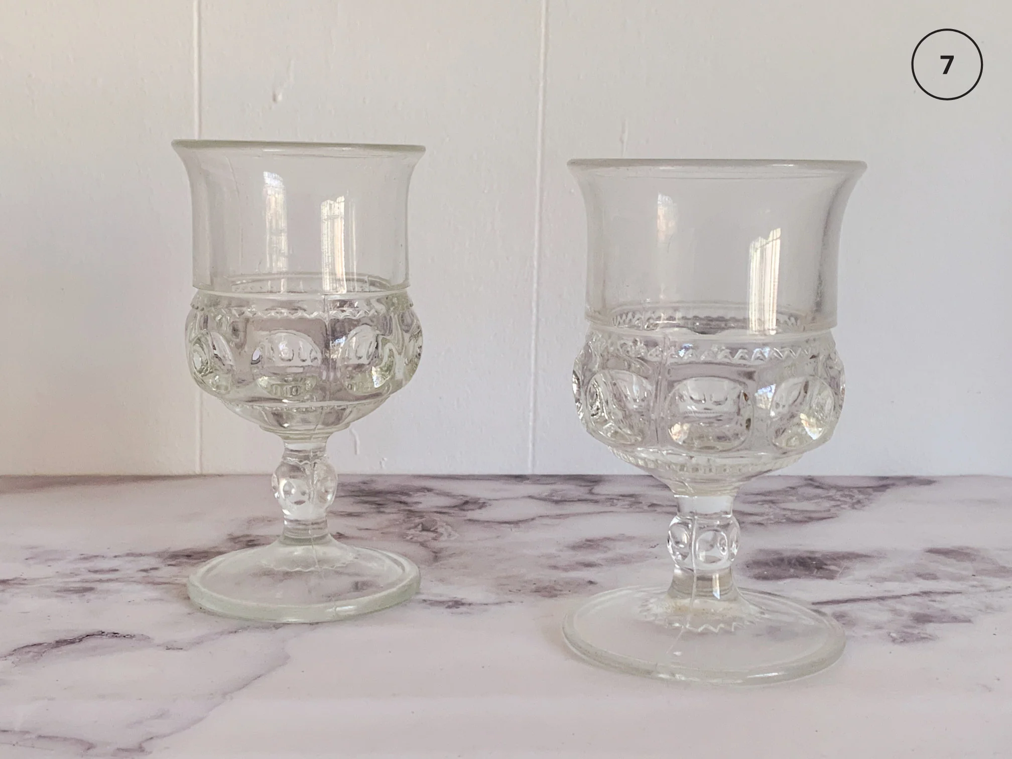 Mix and Match Vintage Pressed Clear Glass Goblets and Tumblers | Mid Century Juice and Water Glasses - Image 9