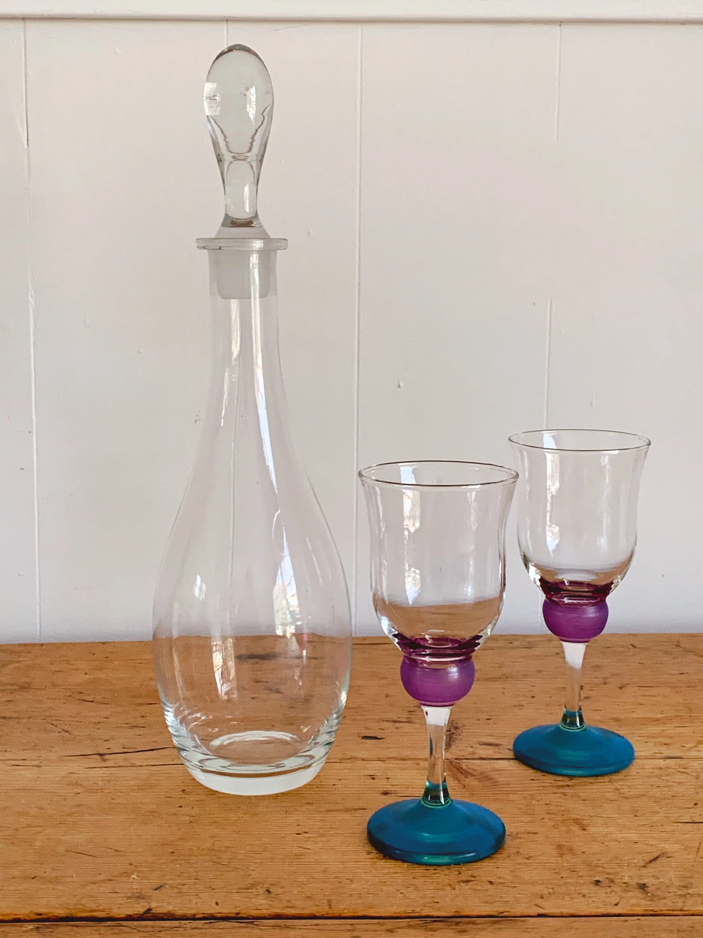 Modern Sleek Hand Blown 16" Tall Clear Glass Wine Decanter with Stopper - Image 3