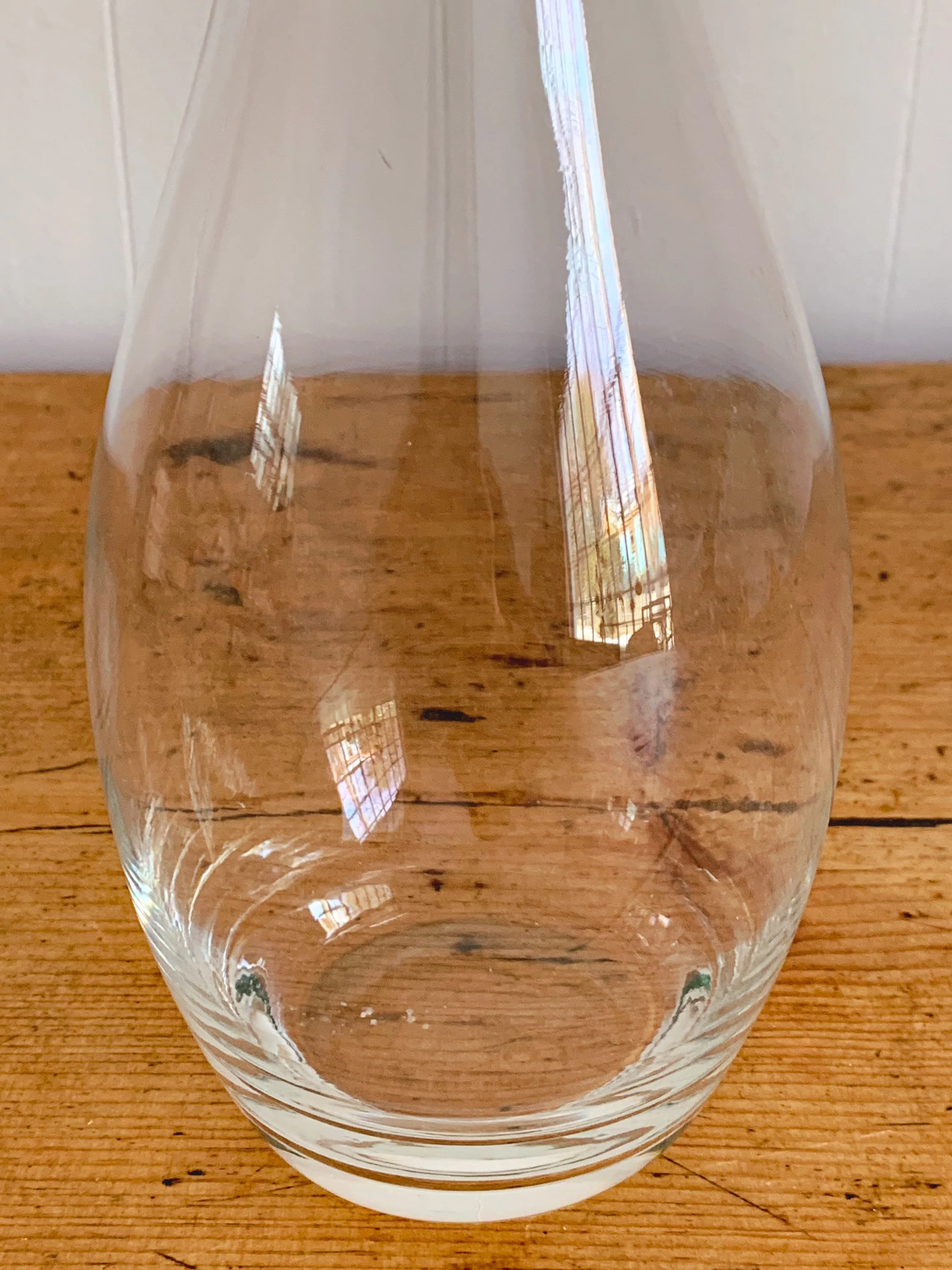 Modern Sleek Hand Blown 16" Tall Clear Glass Wine Decanter with Stopper - Image 5