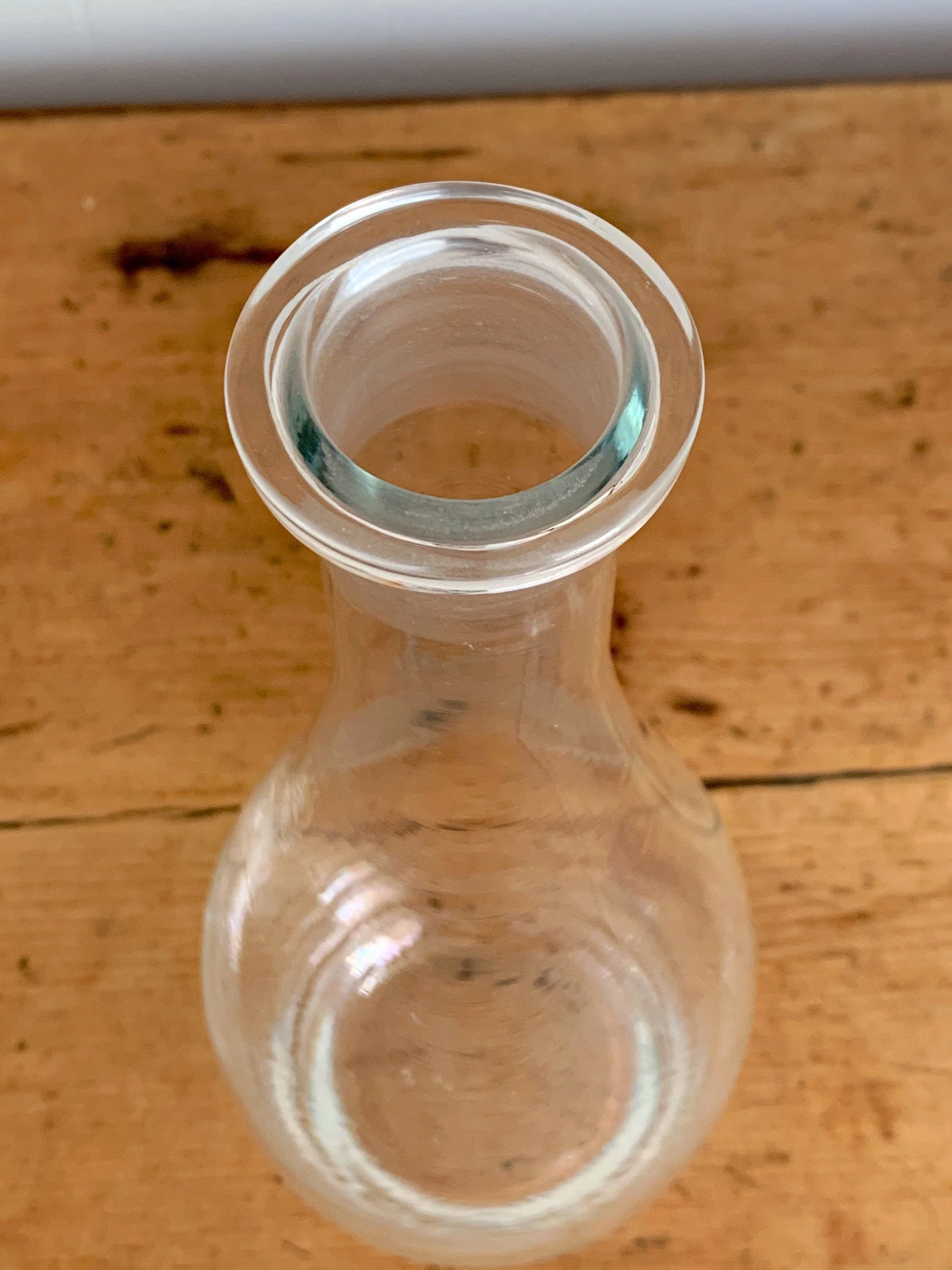 Modern Sleek Hand Blown 16" Tall Clear Glass Wine Decanter with Stopper - Image 6