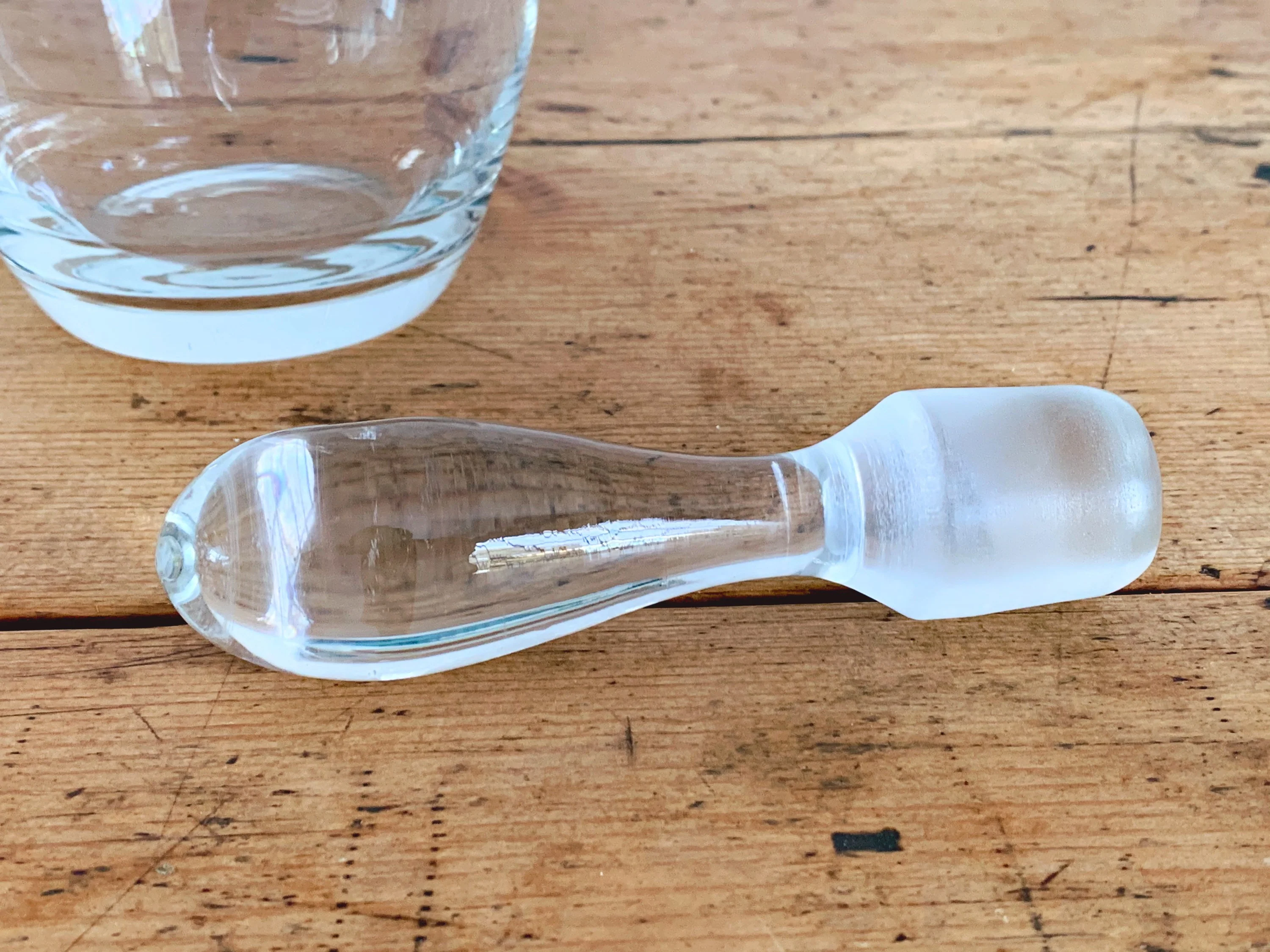 Modern Sleek Hand Blown 16" Tall Clear Glass Wine Decanter with Stopper - Image 7