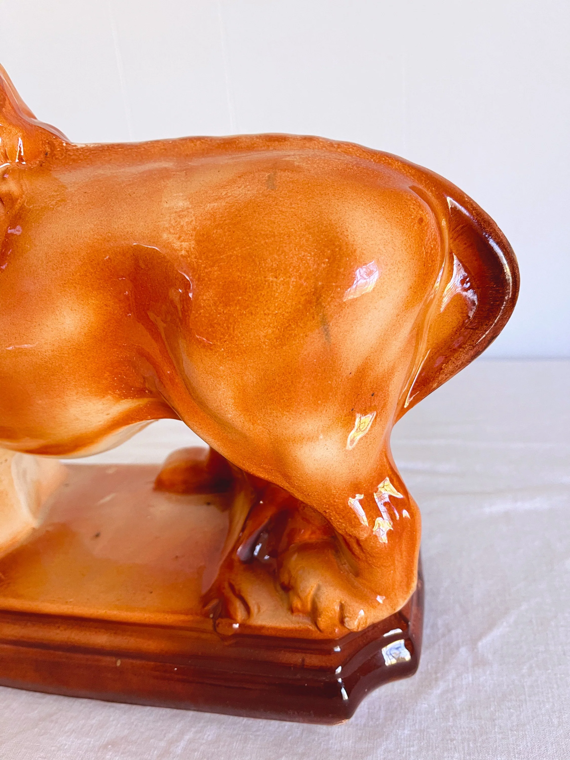 Pair of Late 19th Century Antique Ceramic Glazed Staffordshire Lion Figurines | Victorian Lion with Ball Statue - Image 5