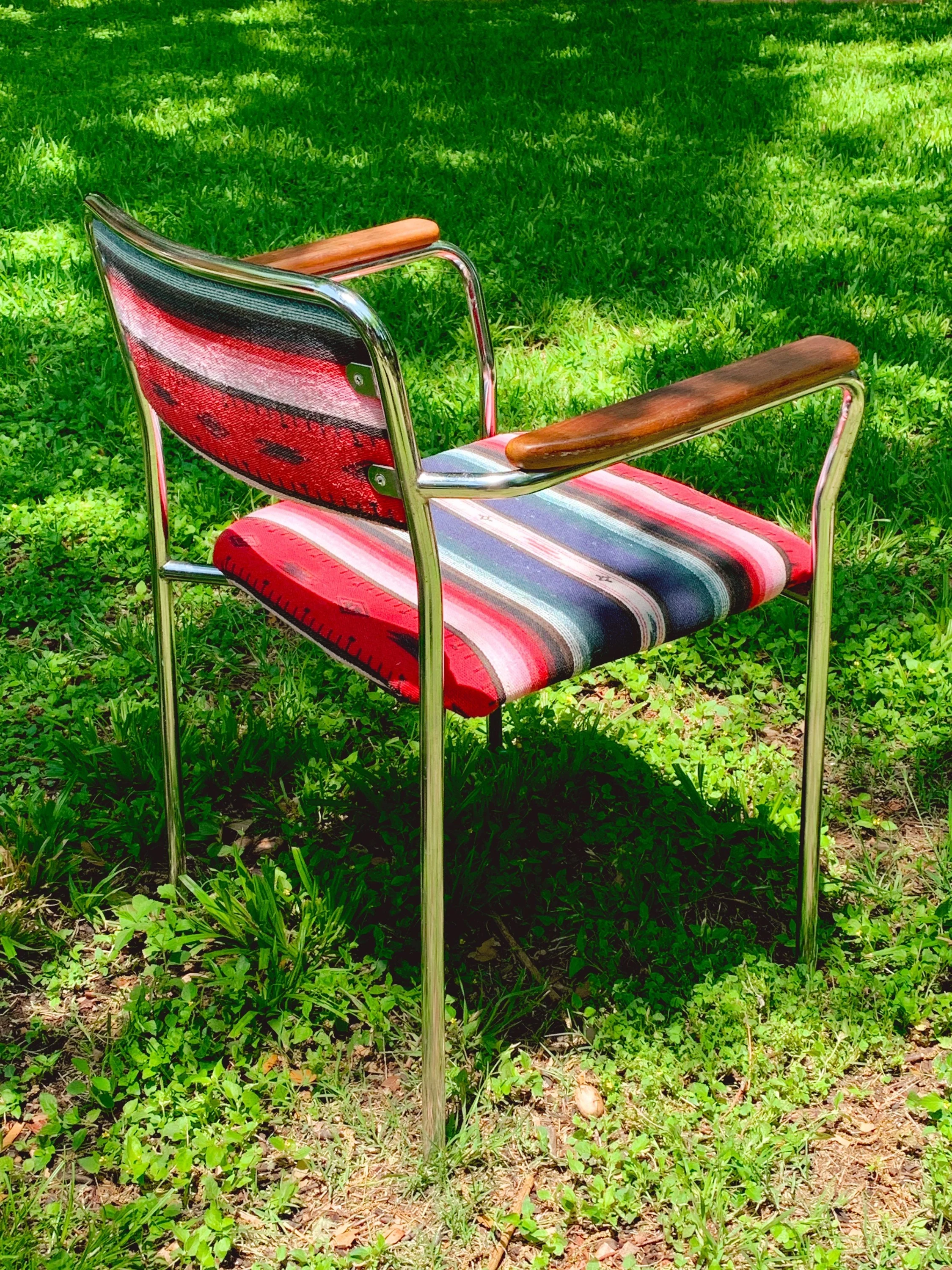 Set of 4 Mid Century Modern Dining Chairs or Office Chairs with Vintage Southwestern Print Upholstery | Dining Furniture | SHIPPING NOT FREE - Image 10