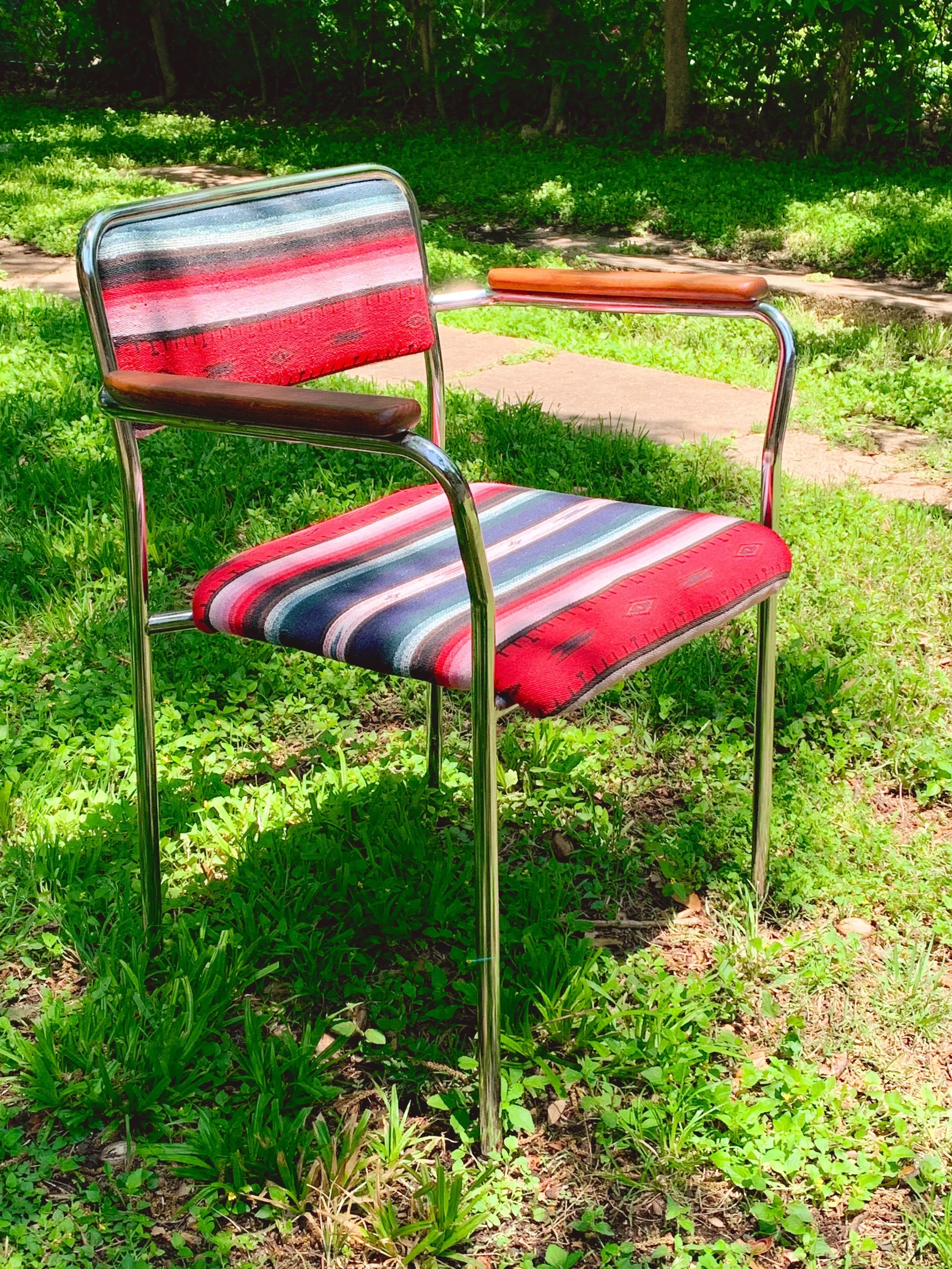 Set of 4 Mid Century Modern Dining Chairs or Office Chairs with Vintage Southwestern Print Upholstery | Dining Furniture | SHIPPING NOT FREE - Image 4