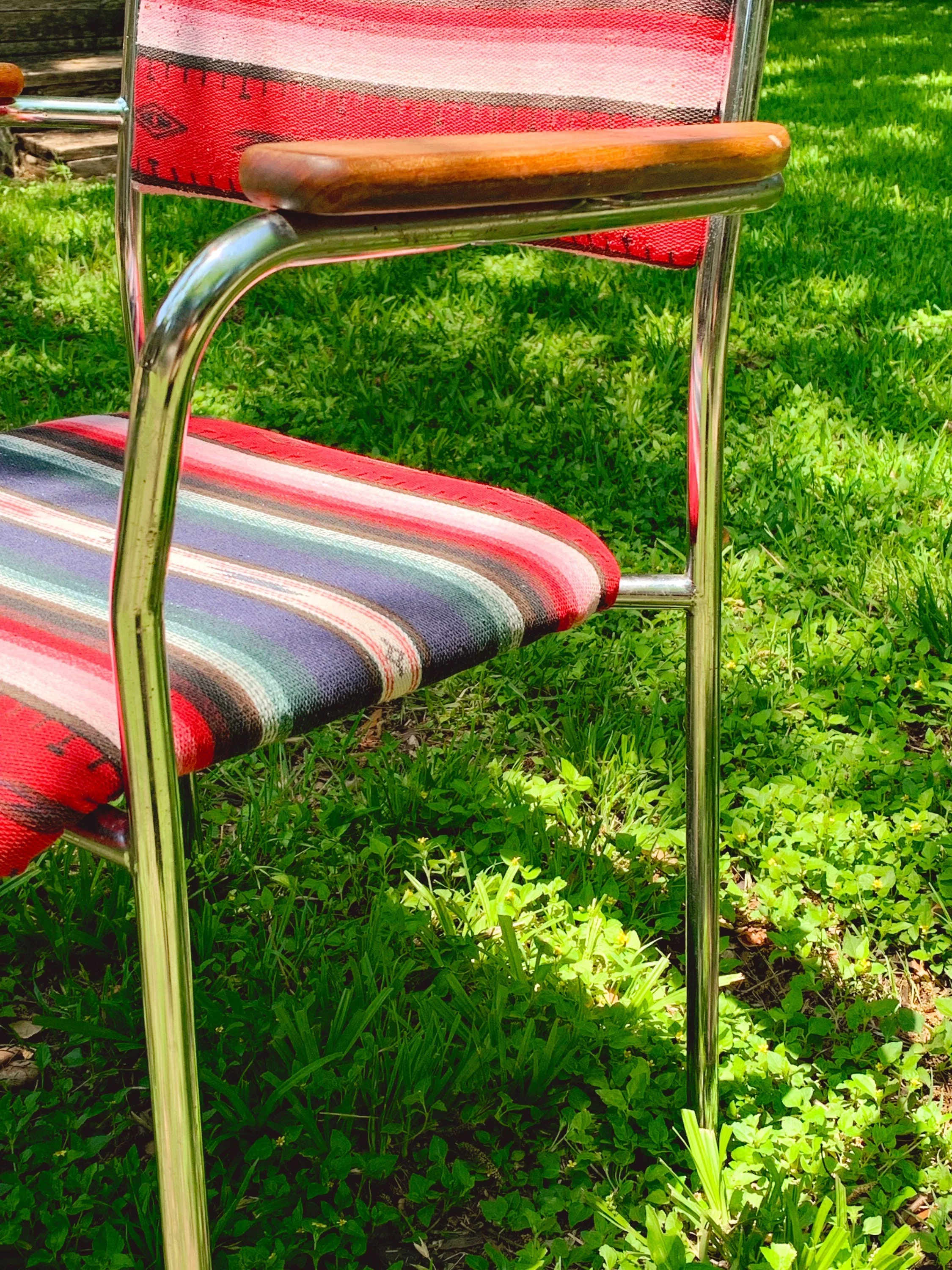 Set of 4 Mid Century Modern Dining Chairs or Office Chairs with Vintage Southwestern Print Upholstery | Dining Furniture | SHIPPING NOT FREE - Image 6