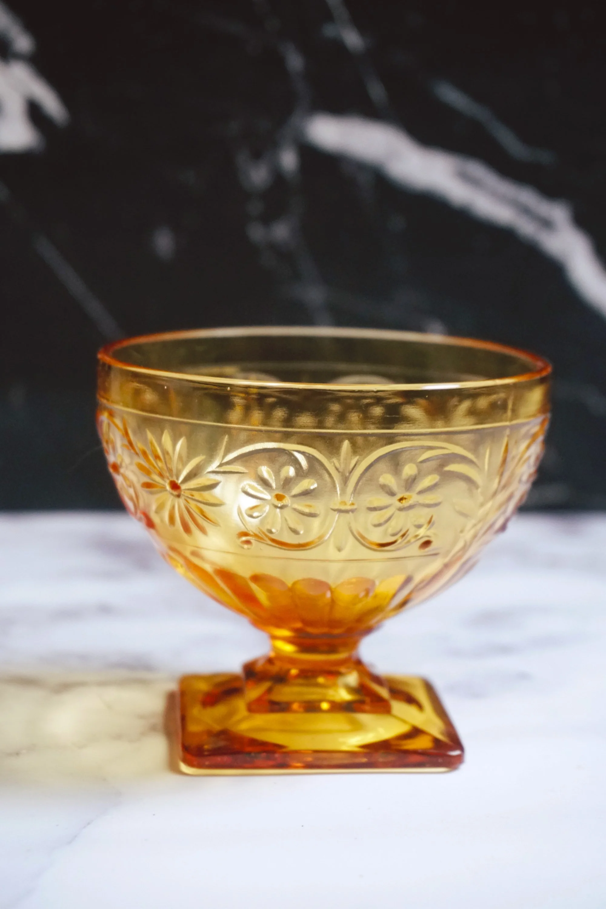 Vintage Amber Depression Glass Set In Daisy Pattern | Cup, Plate, Bowl, Creamer, Goblet, Serving Dish by Indiana Glass - Image 3