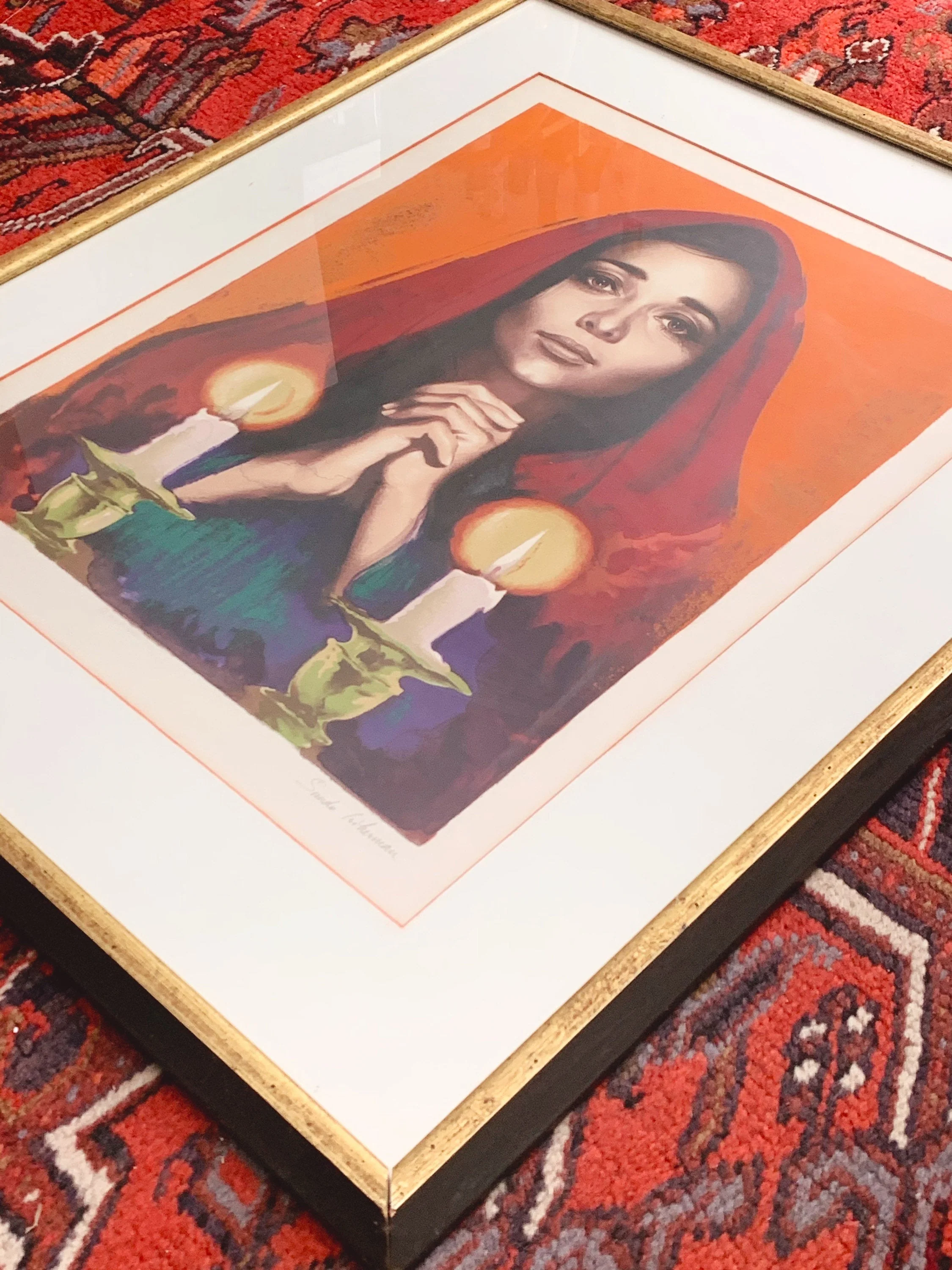 Vintage Circa 1975 "Shabbas Candles XIV A" Lithograph by Sandu Liberman | Signed and Numbered AP - Image 9