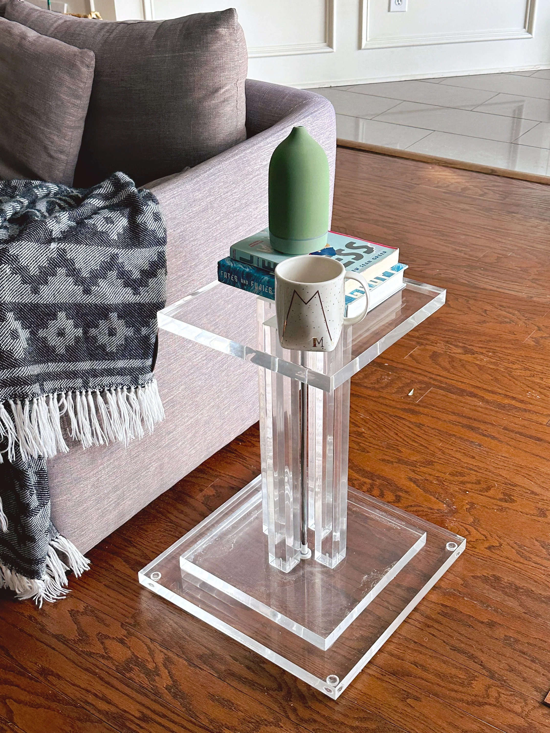 Vintage Clear Acrylic Accent Table | Modern Stacked Lucite Living Room Side Table | Bedroom Furniture End Table | SHIPPING NOT FREE - Image 3