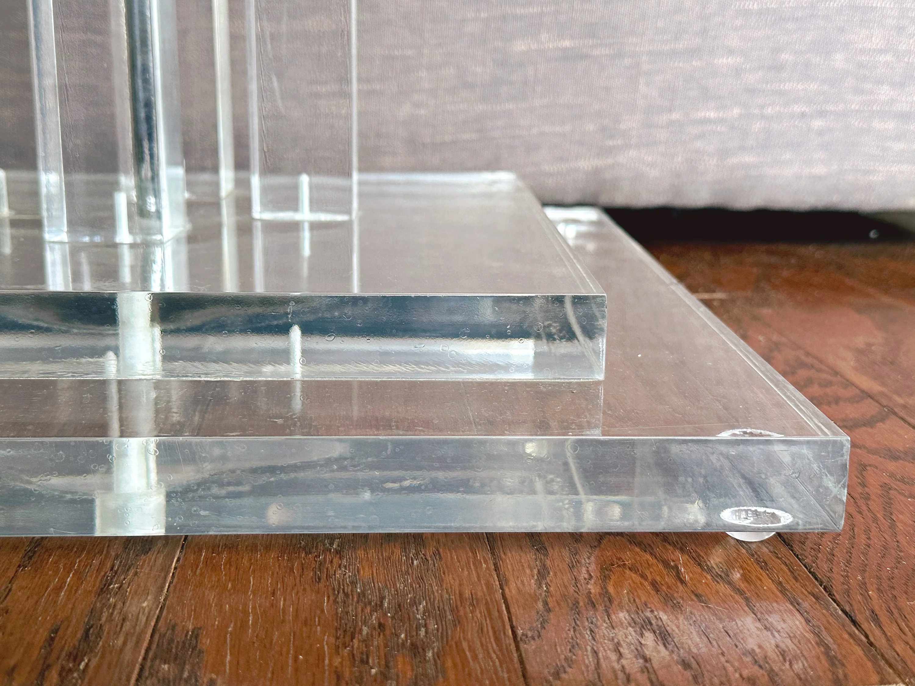 Vintage Clear Acrylic Accent Table | Modern Stacked Lucite Living Room Side Table | Bedroom Furniture End Table | SHIPPING NOT FREE - Image 9
