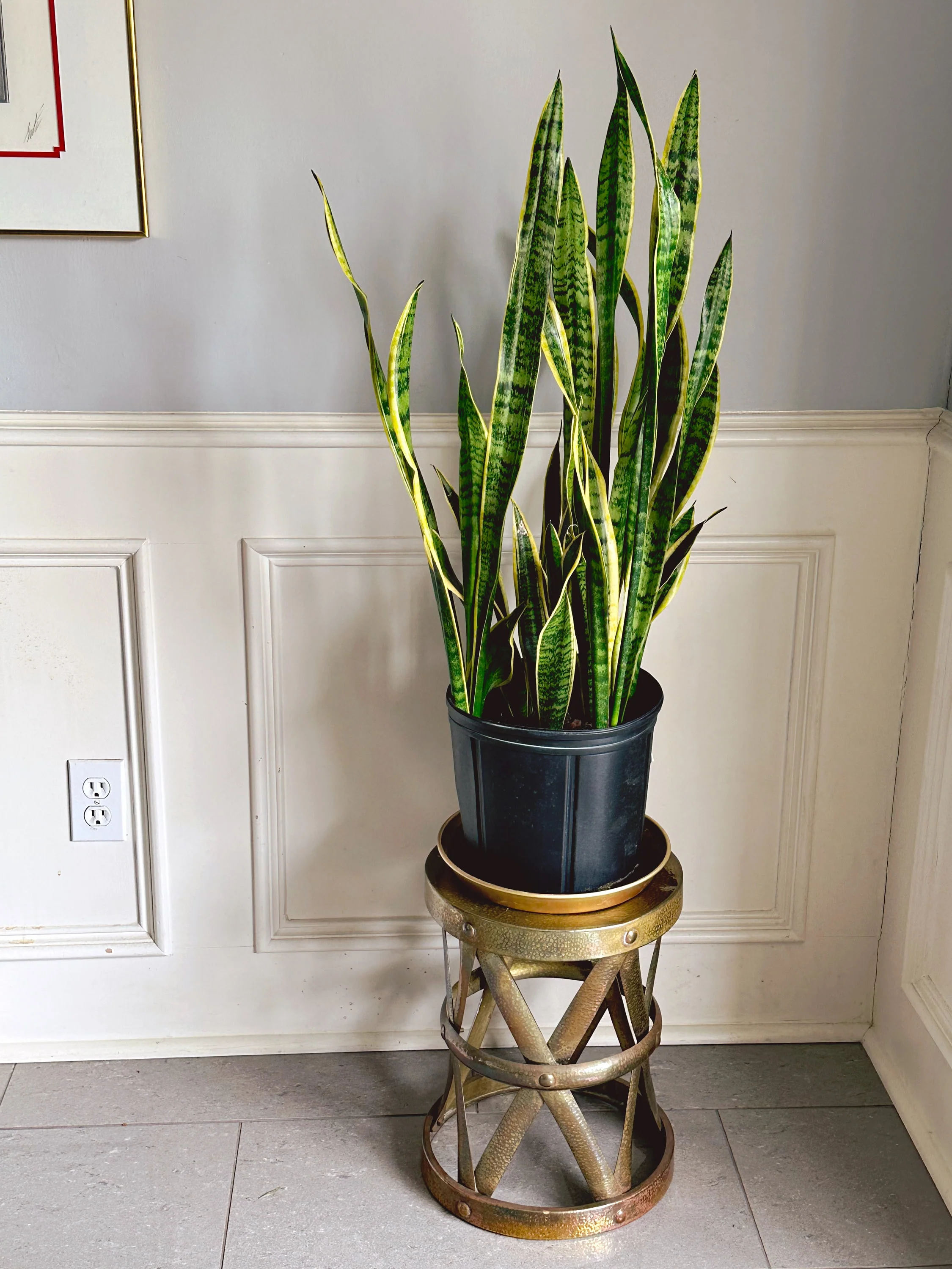 Vintage Mid Century Hand Hammered Brass X-Stool | Gold Drum Table Drink Table | Living Room Furniture Accent Table Plant Stand - Image 4