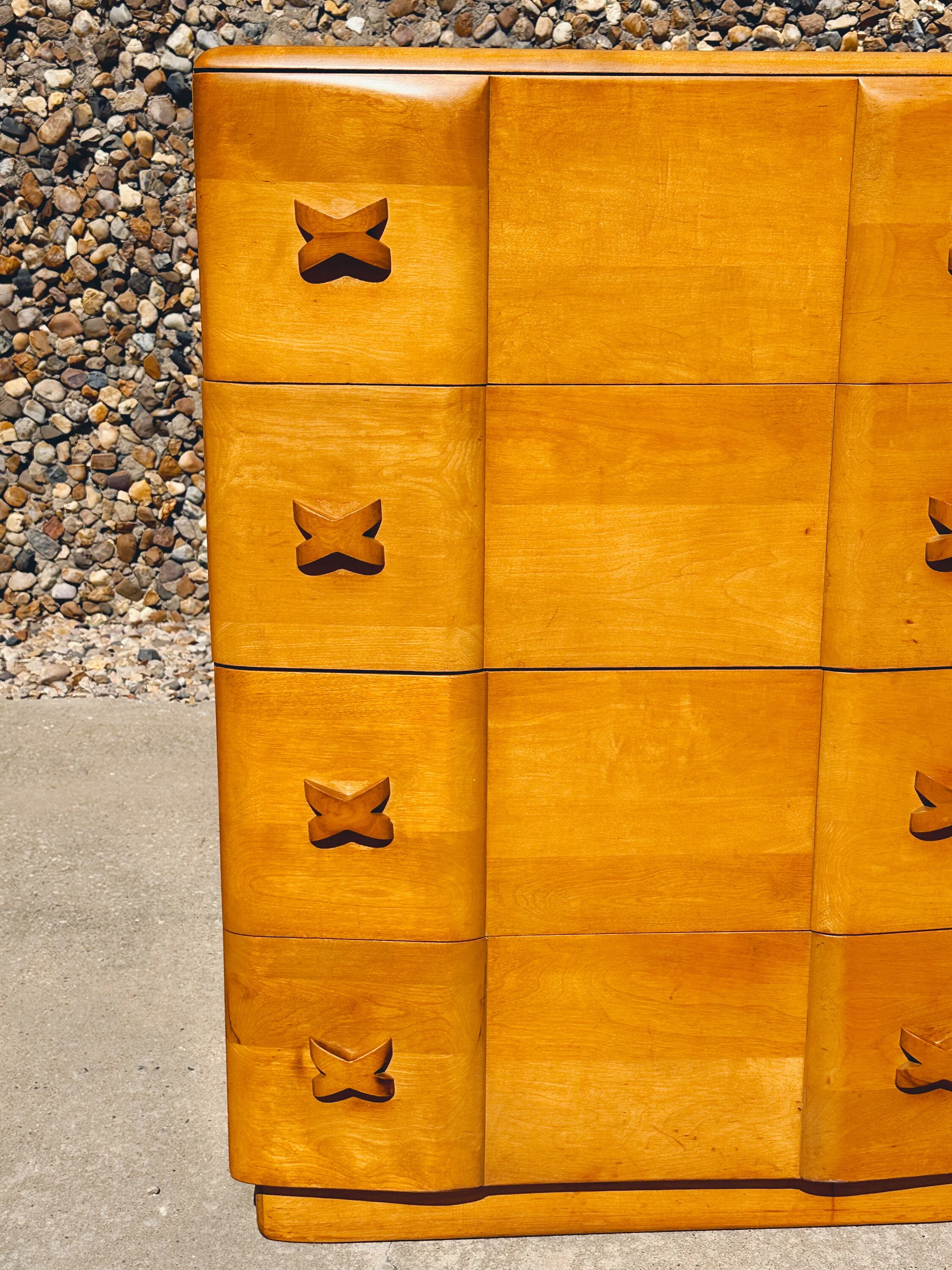 Vintage Mid Century Modern 1940s Heywood Wakefield "Rio" 4-Drawer Tallboy Dresser | SHIPPING NOT FREE | Bedroom Furniture Chest of Drawers - Image 3