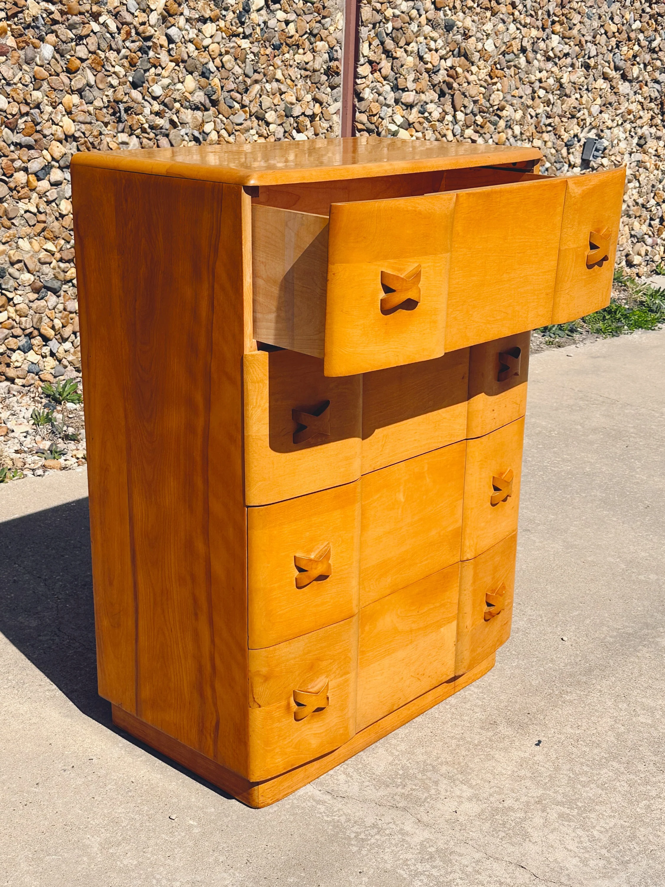 Vintage Mid Century Modern 1940s Heywood Wakefield "Rio" 4-Drawer Tallboy Dresser | SHIPPING NOT FREE | Bedroom Furniture Chest of Drawers - Image 7