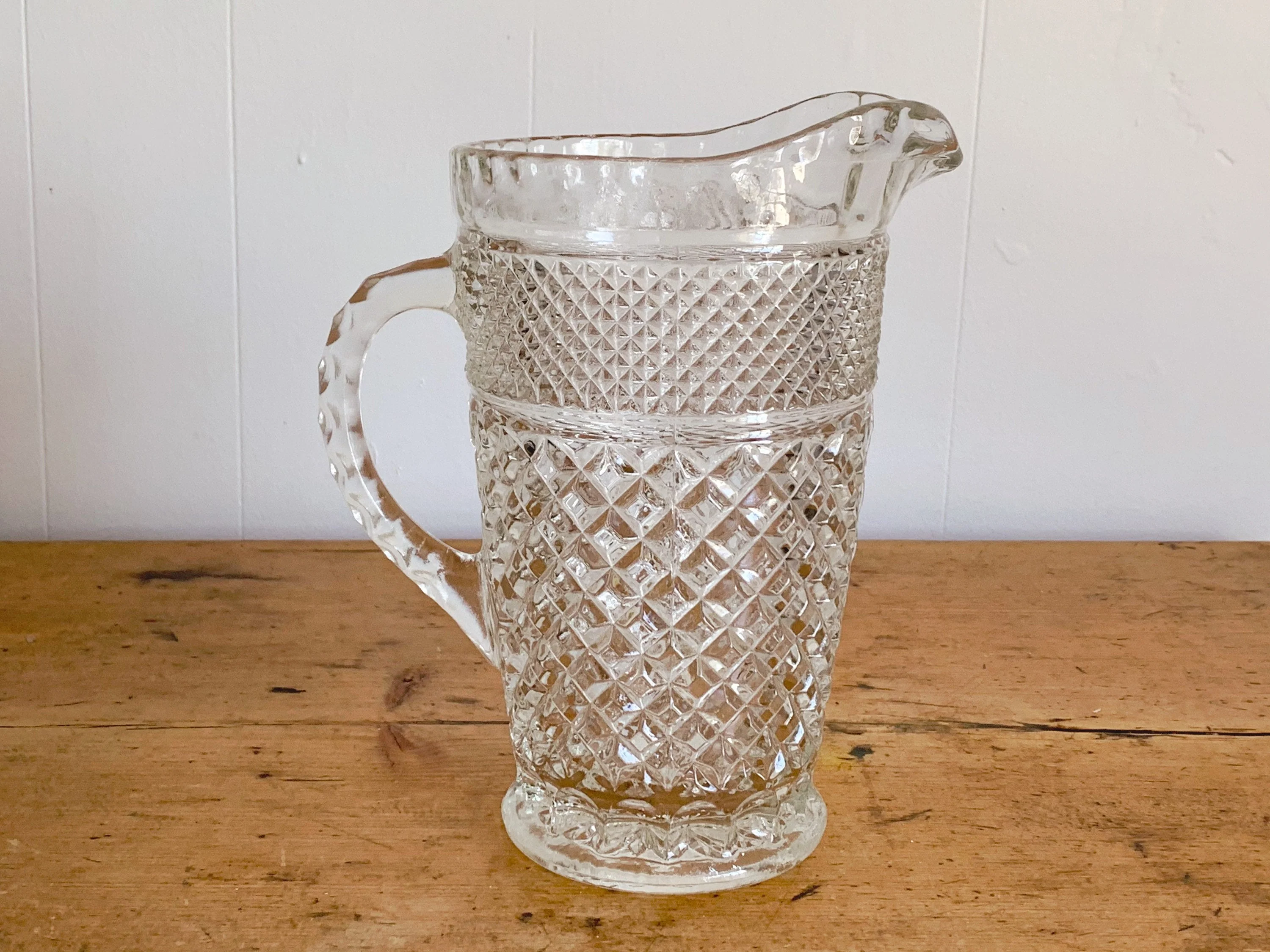 Vintage Pressed Glass Wexford Pitcher, Goblets and Highball Glasses | Mid Century Anchor Hocking Hollywood Regency Juice and Water Glass - Image 8