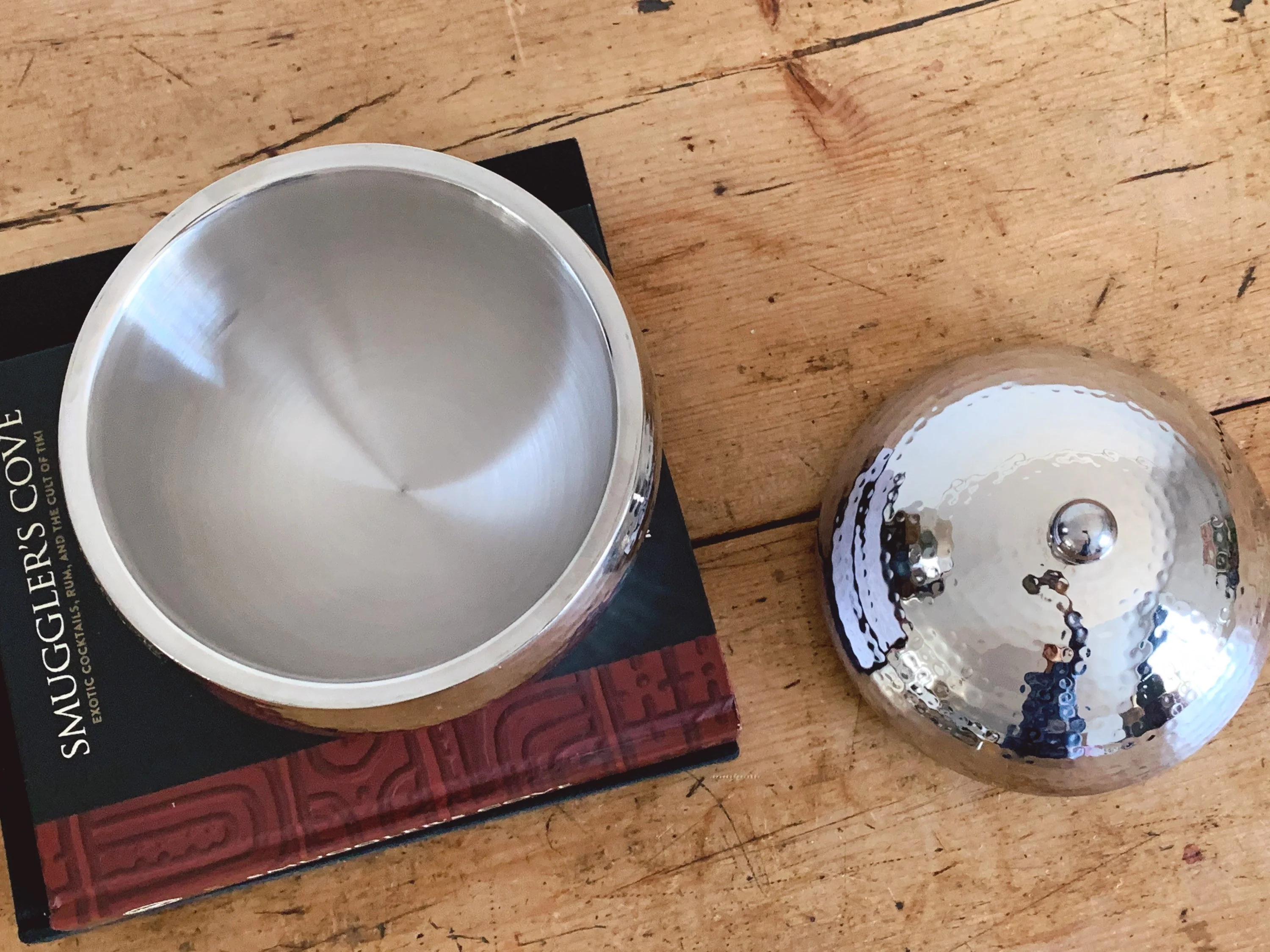 Vintage Roland Hammered Round Ice Bucket by IMPULSE! | Stainless Steel Lidded Champagne Bucket Barware Tableware - Image 6