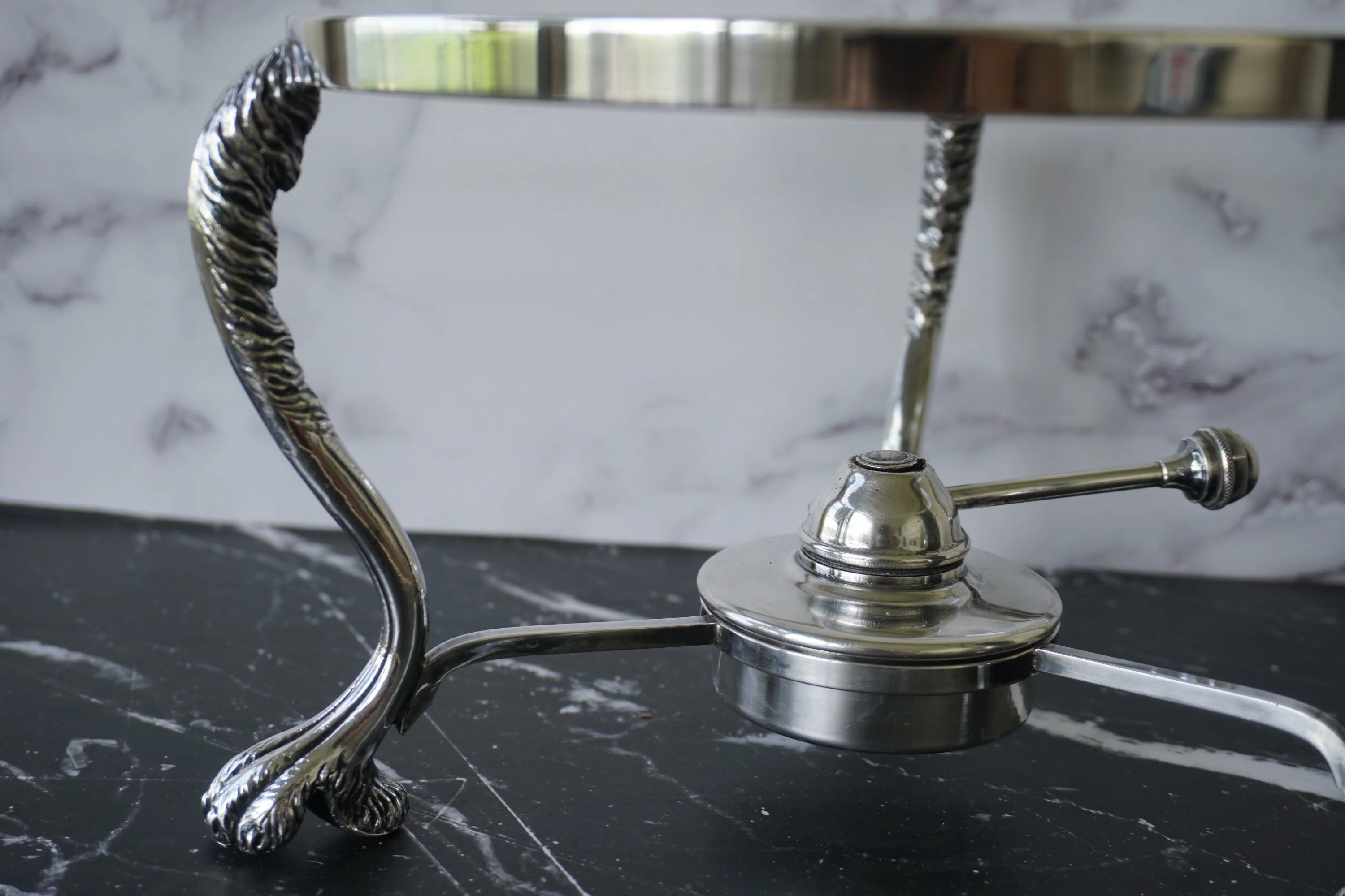 Vintage Silver-Plated Food Warmer Rack with Clawed Foot - Image 3